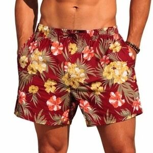 Islander Swim Trunks Mens XXL Tropical Hibiscus Floral Mesh Lined Hawaiian New